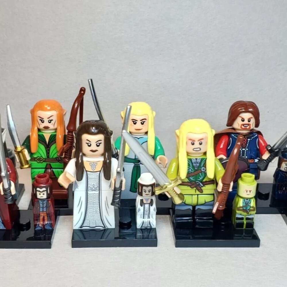 Custom Printed MOC Lord of the Rings Elves Minifigures 8 Pack